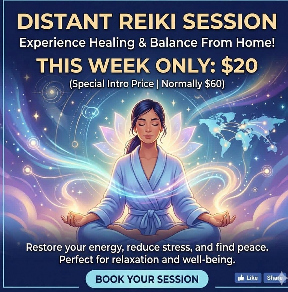 Distant Reiki session $20. This week only!